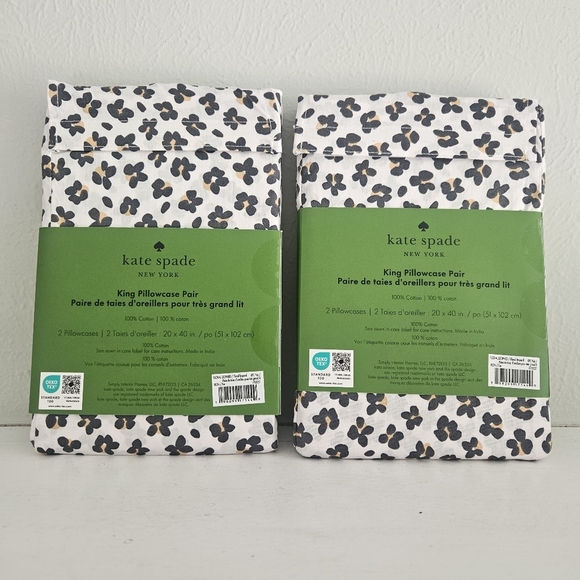 NWT Kate Spade Floral Leopard King Pillowcase Pair- Bundle Of 2 - Picture 2 of 4